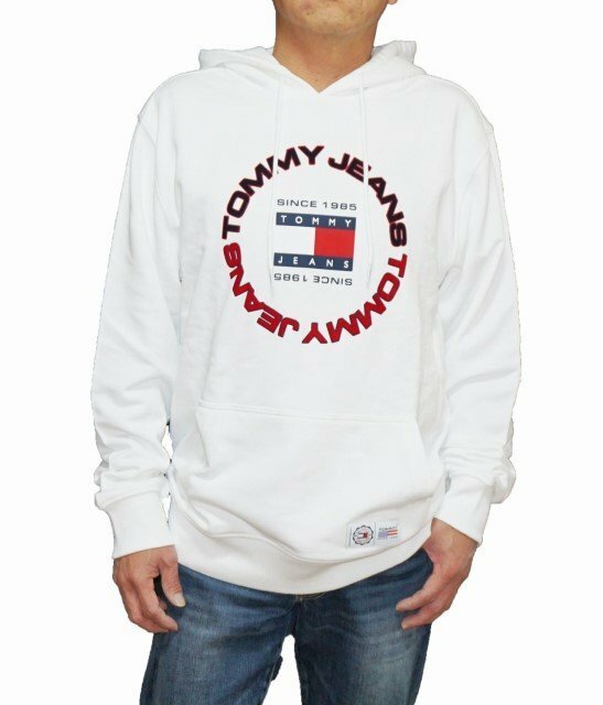 トミージーンズ パーカー 白 メンズ DM15686 トミーフィルフィガー TOMMY HILFIGER 春物 秋物 ホワイト 表記サイズXL