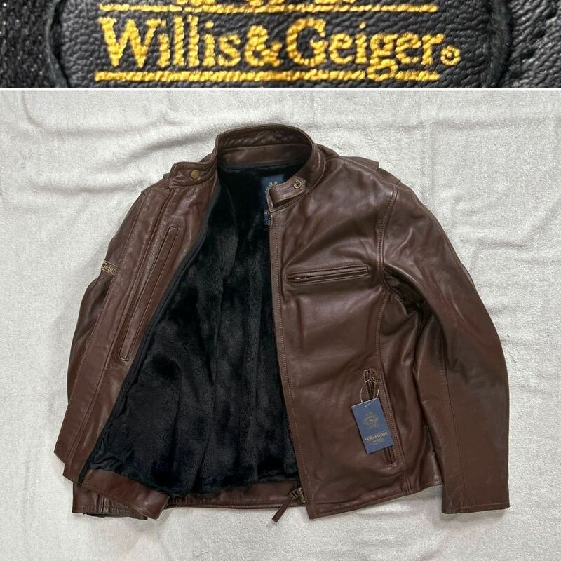 Willis&Geiger WGL-611N BROWN LLサイズ ウィリス&ガイガー 牛革1.3mm厚 ELKレザージャケット 革ジャン インナーベスト 新品 A51215-4