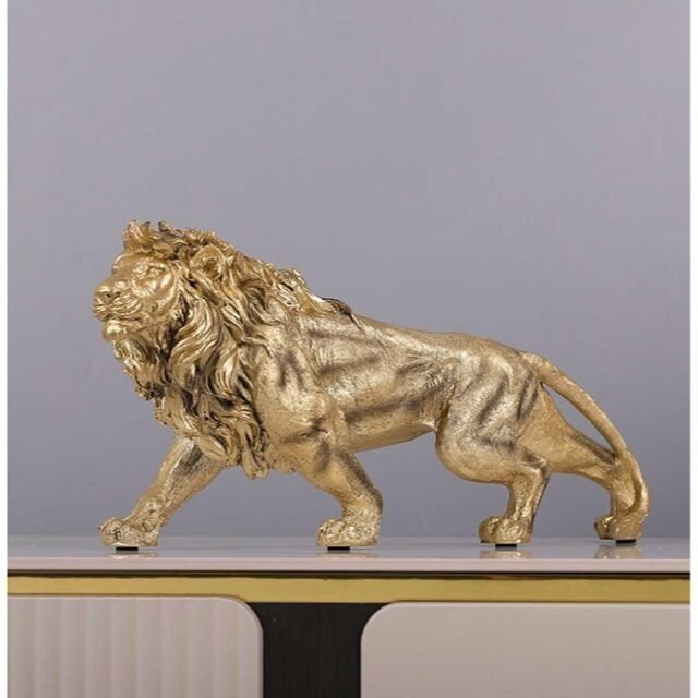 高級 ゴールド黄金ライオン 獅子 オブジェ 置物 インテリア オブジェ 彫刻 大きい 北欧 金 かわいい 風水 縁起物 祝い 引越し祝い LHA049