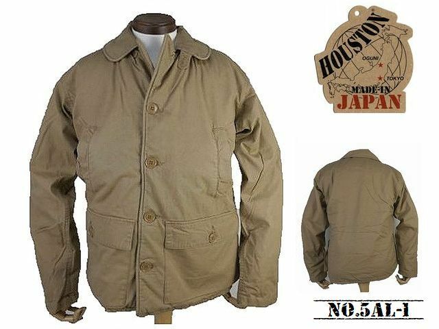 【送料無料 35%OFF】HOUSTON ヒューストン AL-1 U.S.NAVY フライトジャケット 日本製 NO.5AL-1 KHAKI_42サイズ