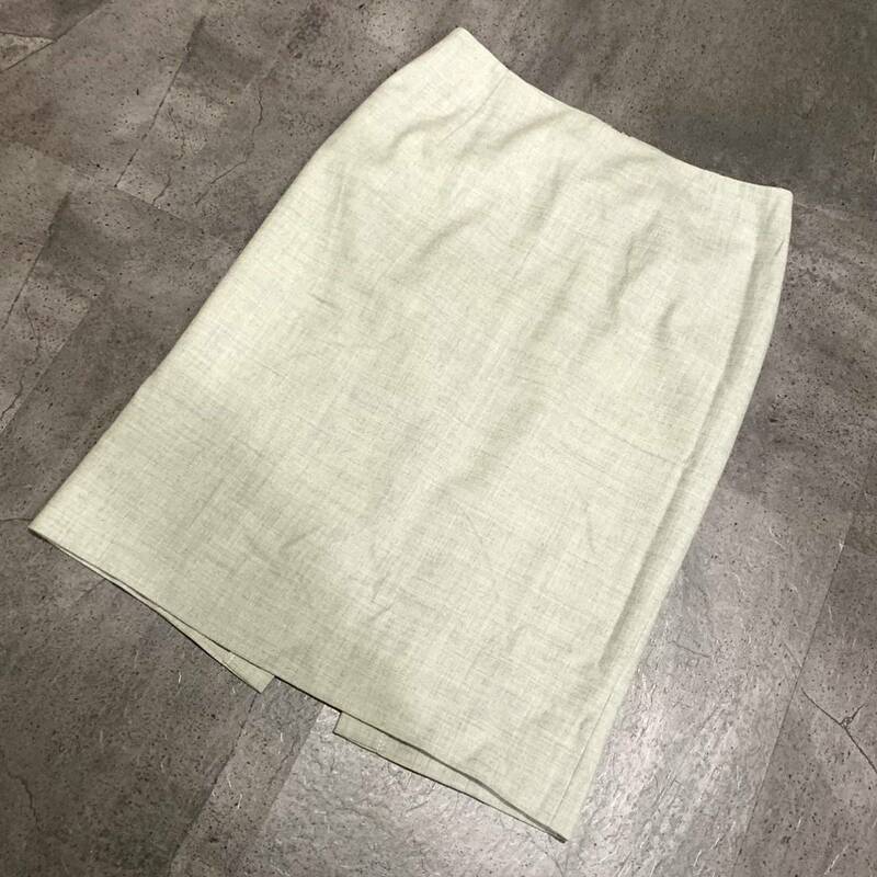 J ▼ 都会のカジュアルウェア '日本製' INED イネド ひざ丈 スレット タイトスカート PURE WOOL100% size:9 レディース ボトムス 