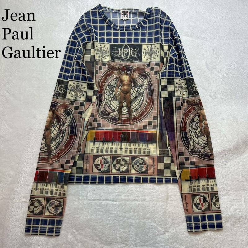 名作 Archive Jean Paul Gaultier ジャンポールゴルチエゴ パワーネット タトゥー シアートップス JPG アーカイブ 長袖 48 Lサイズ