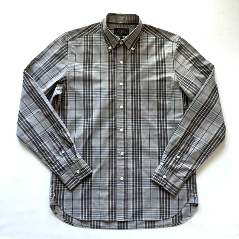 新品同様 BEAMS PLUS Button down Plaid shirt ビームスプラス ボタンダウン チェックシャツ Sサイズ 長袖シャツ 日本製 JAPANMADE BEAMS＋