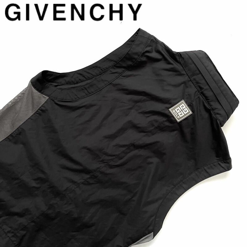 【送料無料】GIVENCHY ジバンシー ナイロン　ベスト　ジップ　ジャケット　ロゴ　M ブラック　黒　レディース　フード収納可能　4Gロゴ