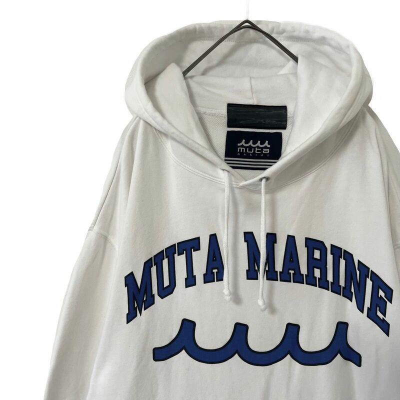 【送料無料】muta marine ムータマリン　ロゴ　パーカー　メンズ　フード　XL 白　ホワイト　ゴルフ　GOLF プルオーバー　フーディ