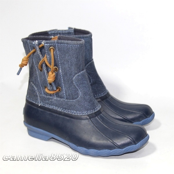 スペリー SPERRY Saltwater Waxy Washed Canvas スノーブーツ ビーンブーツ ウインターブーツ 雨雪 ブルー US6 約23cm 未使用 AB5351