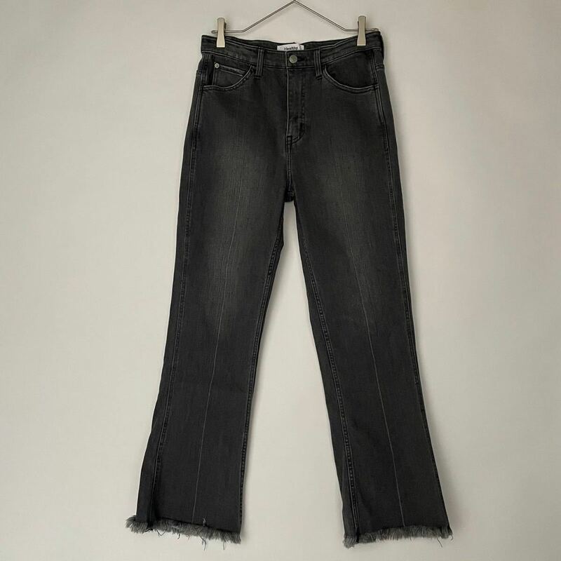 Healty DENIM ヘルシーデニム SLOBE IENA 別注 カットオフ フレアデニムパンツ ジーンズ ブラックデニム 希少 売り切れ ブラック size 26