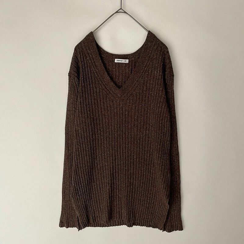 EVERYDAY I LIKE エブリデイアイライク 美品 Deuxieme Classe Vネックリブニット シルク セーター ニット トップス ブラウン size FREE