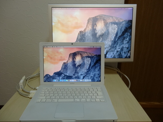 [送料無料 即決] Apple MacBook 13inch Early 2009 A1181 SSD 120GB USED + Apple Cinema Display 20inch 難あり