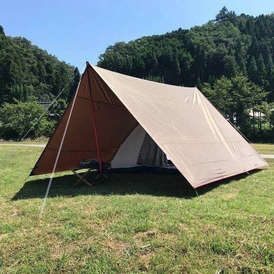 レクタタープ ブラウン 大型 耐水加工 遮熱 UVカット 日除け キャンプ テント併用 軽量