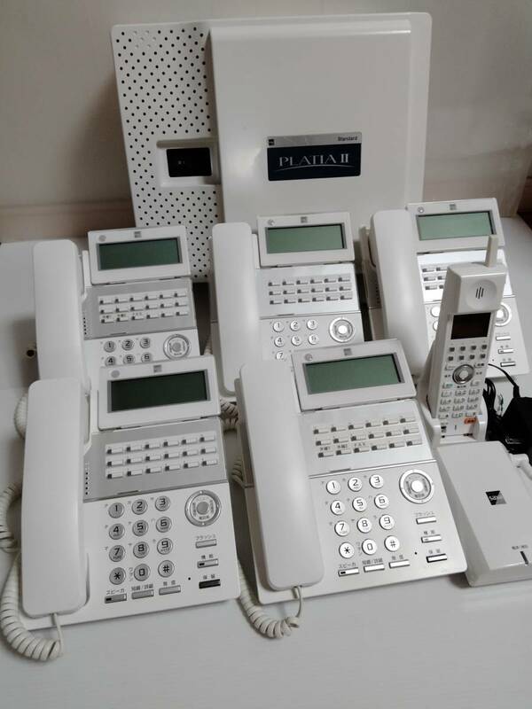 美品即決 サクサ PLATIA PT1000Ⅱstd主装置＋TD810電話機＋WS805コードレス 白 