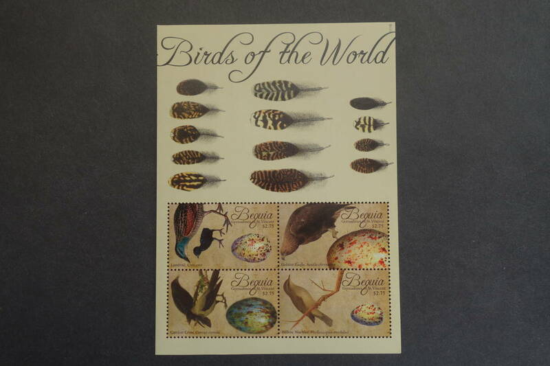 外国切手：（セントヴィンセント・グレナディーン諸島）ベキア島切手 「世界の鳥」 4面ｍ/ｓ 未使用