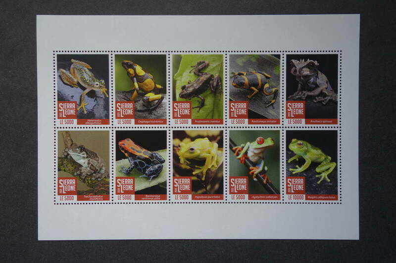 外国切手： シエラレオネ切手「カエル」 10種ｍ/ｓ 未使用