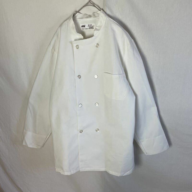 PST アメリカ製　長袖コックシャツ　古着　M-Lサイズ　ホワイト　ヴィンテージ WORK WEAR