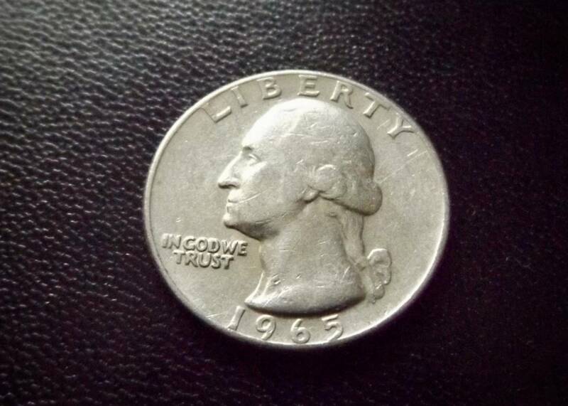 アメリカ　ワシントン　25セントコインです。　1965年　　　送料無料です。（7128）　USA貨幣　お金 クォーターダラー　貨幣　通貨　