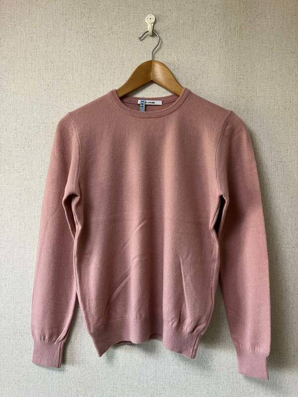 スローン SLOANE クルーネック 長袖 セーター ニット ピンク サイズ 2 カシミヤ 100% 日本製