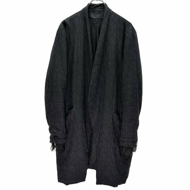 JOE CHIA 【men3471I】 18AW ウールコットンジャカードシルクカットオフレイヤードノーカラーロングジャケット ハーフコート ジョーチア AR