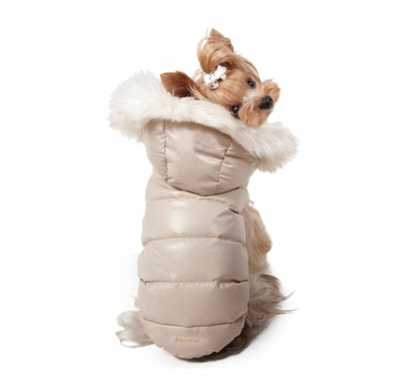 未使用新品！パピーエンジェル PA トリムダウンフードベスト（グレー、Sサイズ）犬服 防寒 アウター コート