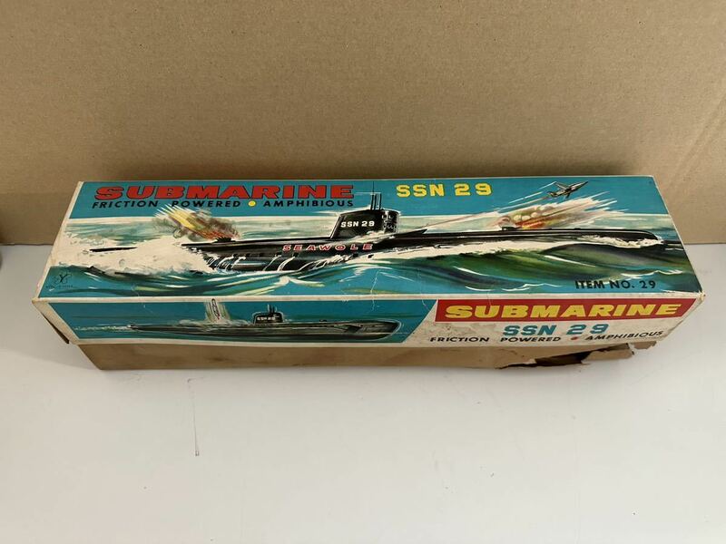 当時物 米澤玩具 SUBMARINE SSN29 SEAWOLF シーウルフ 潜水艦 ブリキ 日本製 フリクション 動作品 ヨネザワ　
