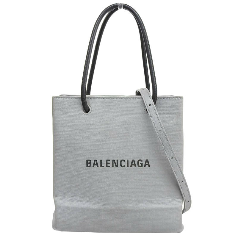 バレンシアガ BALENCIAGA ショッピングトートXXS 2WAYバッグ ハンドバッグ ショルダーバッグ レザー グレー 572411 中古 新入荷 OB1564