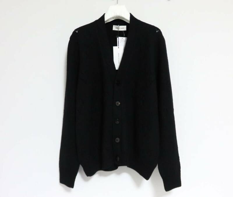 定価5.8万 ERNEST W. BAKER Hearts knit cardigan ブラック S 46 メリノウール アーネスト ダブル ベイカー ハート ニット カーディガン