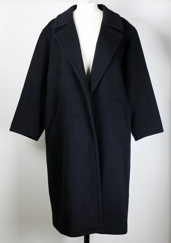 VINTAGE YVES SAINT LAURENT rive gauche イヴサンローランリヴゴーシュ メルトン オーバー コート 34 黒 フランス製 coat b7451