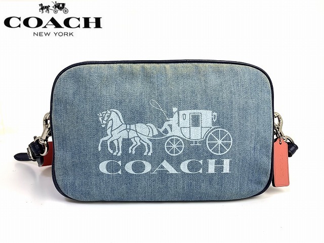 送料無料★ コーチ COACH ホース アンド キャリッジ デニム レザー クロスボディ ショルダーバッグ ポーチ