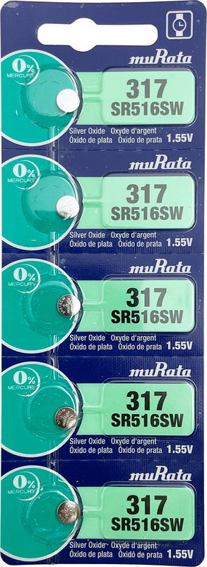 SR516SW(317) 時計用酸化銀電池 1シート 5個入り 村田製作所 MURATA 逆輸入品 新品未使用 送料無料☆