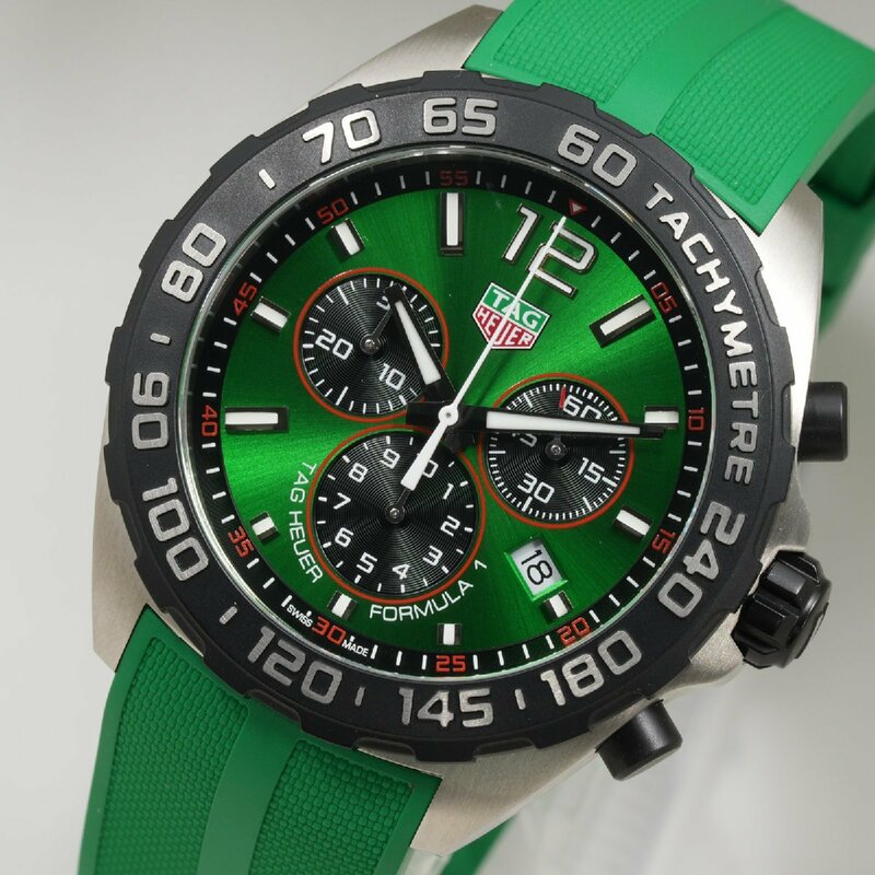 タグホイヤー TAG HEUER 腕時計 フォーミュラ1 クロノグラフ CAZ101AP.FT8056 グリーン クオーツ 中古 極美品 正規品 [質イコー]