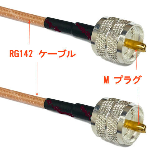 MオスとMオスが両端に付いた超高品位な同軸ケーブル（RG142, 3D-2V相当）, 全長21cm, MP-MP