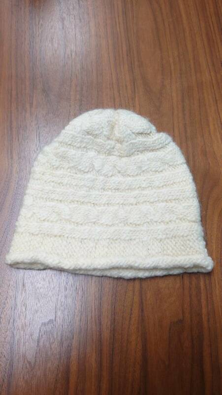 90-00’ J.CREW “HANDKNIT” ケーブル編み ウール ニット キャップ オフホワイト ニット帽 帽子 ハンドニット 1990-2000年代