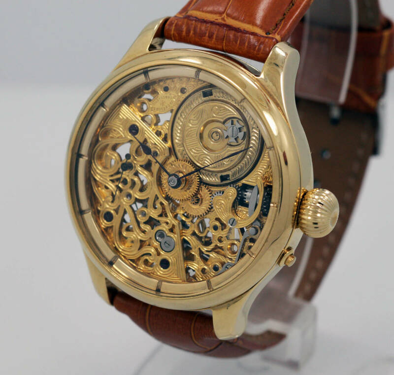 下取＆値引き交渉あり バセロンコンスタンチン懐中時計のムーブメント使用 カスタム腕時計　両スケ＆エングレービング 1901年