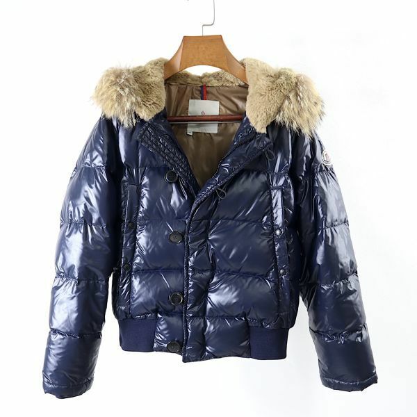 3-DB179 モンクレール MONCLER 国内正規品 ラビットファー ダウンジャケット ネイビー 00 レディース