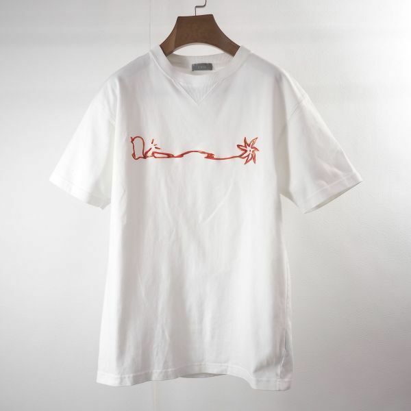 M3-YL045 ディオール DIOR カクタスジャックロゴ刺繍 コットン Tシャツ カットソー ホワイト XS 大きめ メンズ
