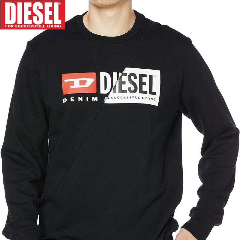 XL/新品 DIESEL ディーゼル トレーナー S-GIRK-CUTY スウェット メンズ レディース ブランド ロゴ ブラック