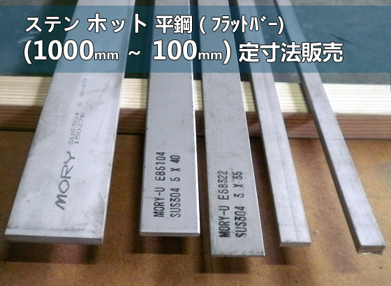 ステンレス 平鋼 ホット材(熱間圧延)各品形状の(1000～100mm)各定寸長さでの販売S31