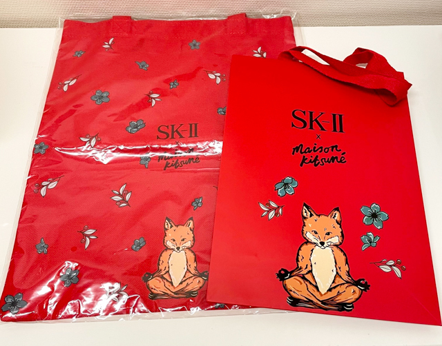 新品 SK-2 SK-II MAISON KITSUNE クリスマスコフレ 限定 レッド 赤 トートバッグ ショルダーバッグ ショッパー 紙袋 セット メゾンキツネ