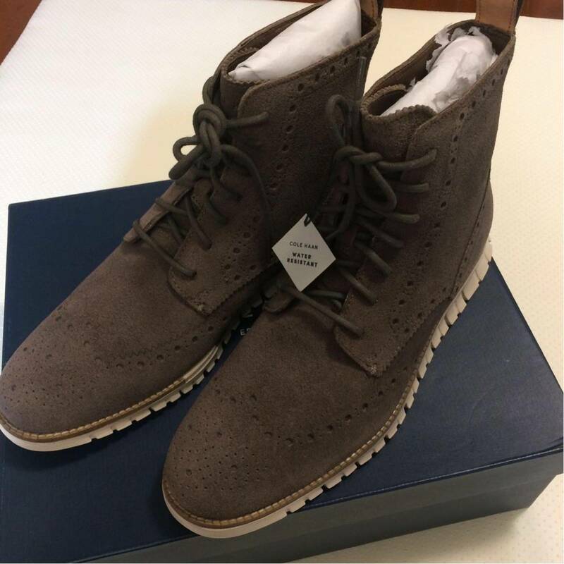 新品 COLE HAAN WATER RESISTANT ZEROGRAND WINGTIP BOOTS ゼログランド ブーツ TONAL ROCK US9/27cm コールハーン 防水