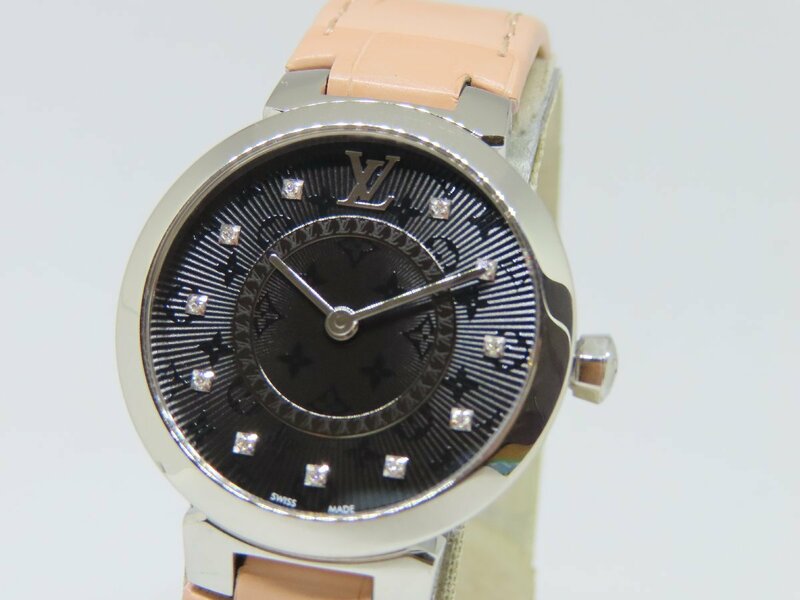 【美品】ルイ ヴィトン LOUIS VUITTON タンブールスリムPM QA143 11PD レディース腕時計