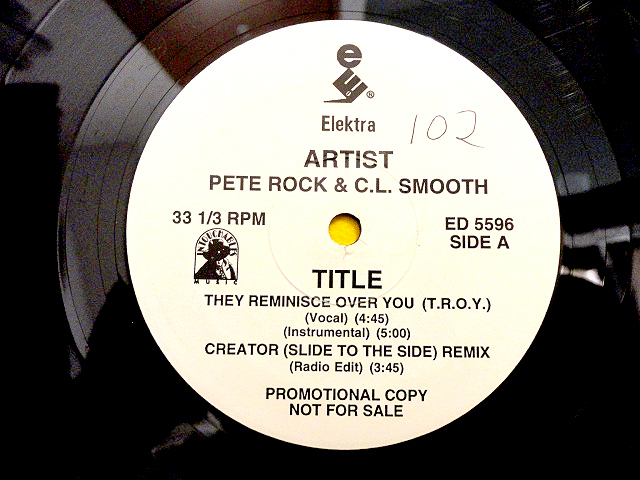 Pete Rock & C.L. Smooth - They Reminisce Over You (T.R.O.Y.) オリジナル原盤 最高名曲 US PROMO 12 SRC刻印入り Creator 収録 視聴