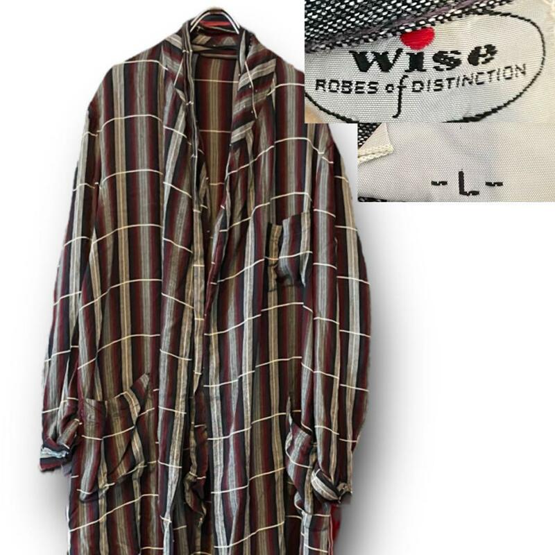 60s ヴィンテージ wise オンブレ シャードー チェック ガウン size L ロング カーディガン