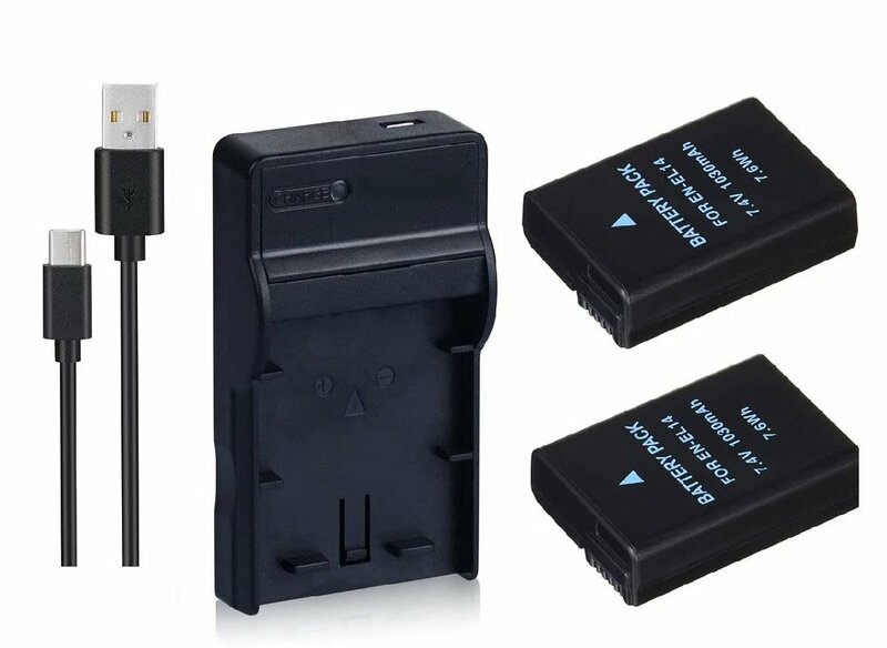 USB充電器 と バッテリー2個セット DC111 と Nikon EN-EL14 互換バッテリー