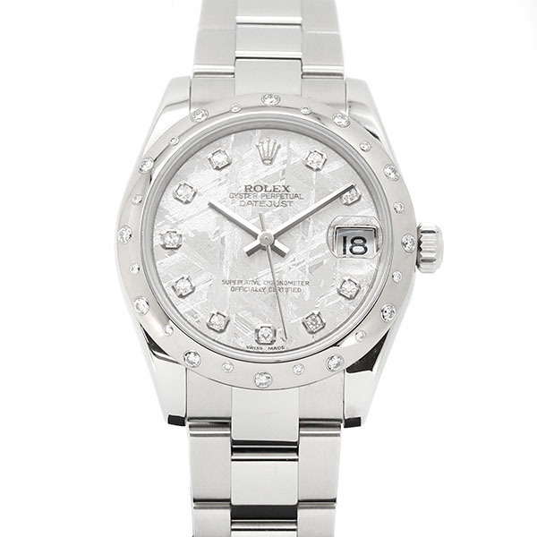 ロレックス ROLEX デイトジャスト 178344G 10Pダイヤ メテオライト文字盤 G番 ダイヤベゼル SS ボーイズ腕時計 自動巻き 31mm