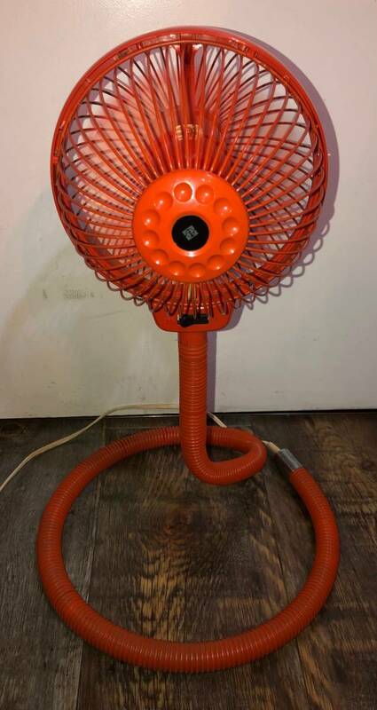 【No.266】昭和レトロ 70’s ナショナル スネークファン オレンジ 扇風機 高さ約46センチ ヴィンテージ 動作品 中古品