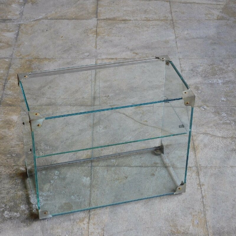 ふるい全面ガラスの卓上ショーケース HK-a-03221 / 古道具 ガラスケース ガラス戸棚 パンケース