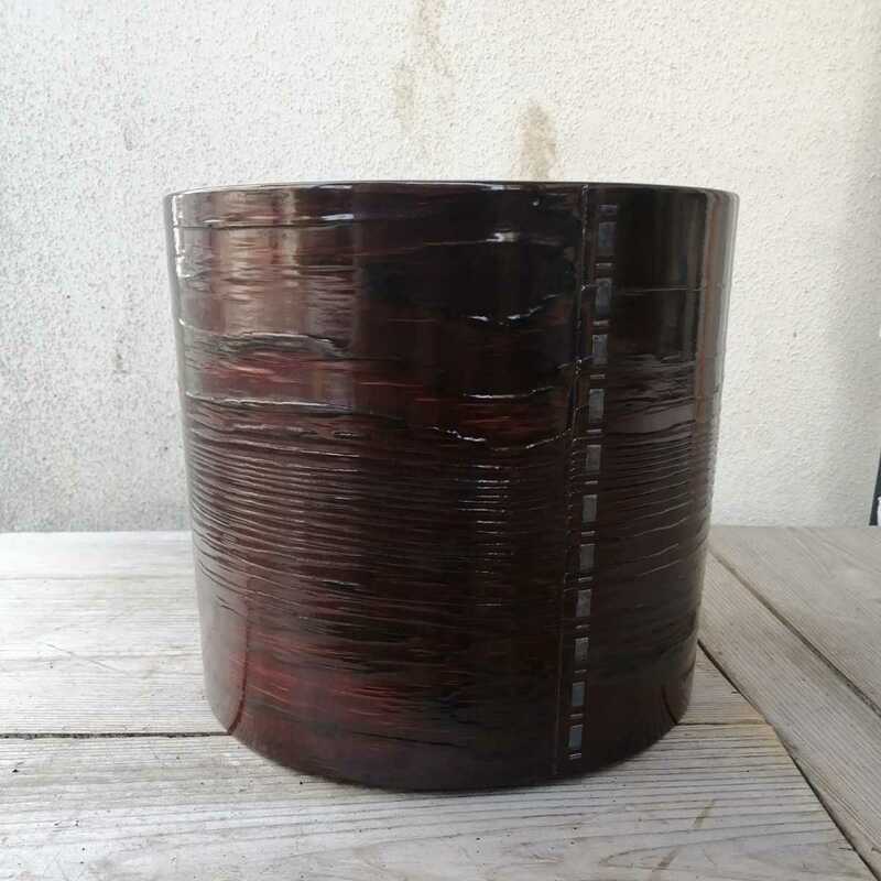 火鉢　春慶　曲物　木製　茶道具　茶道　　内側銅器　煎茶道具 漆器 