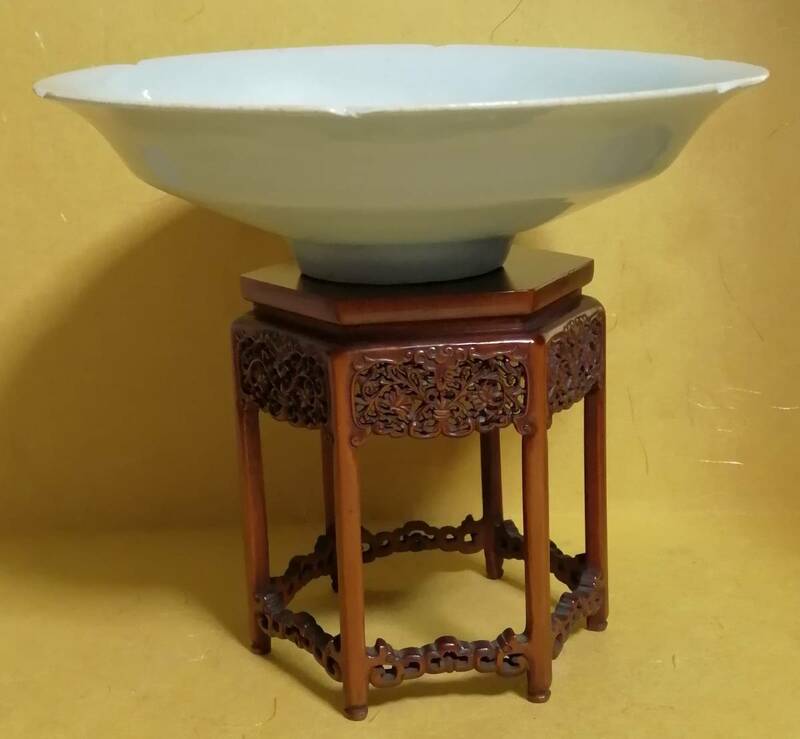 貴重 中国宋代 影青 湖田窯 花形 青白釉 皿 時代保証 本物保証