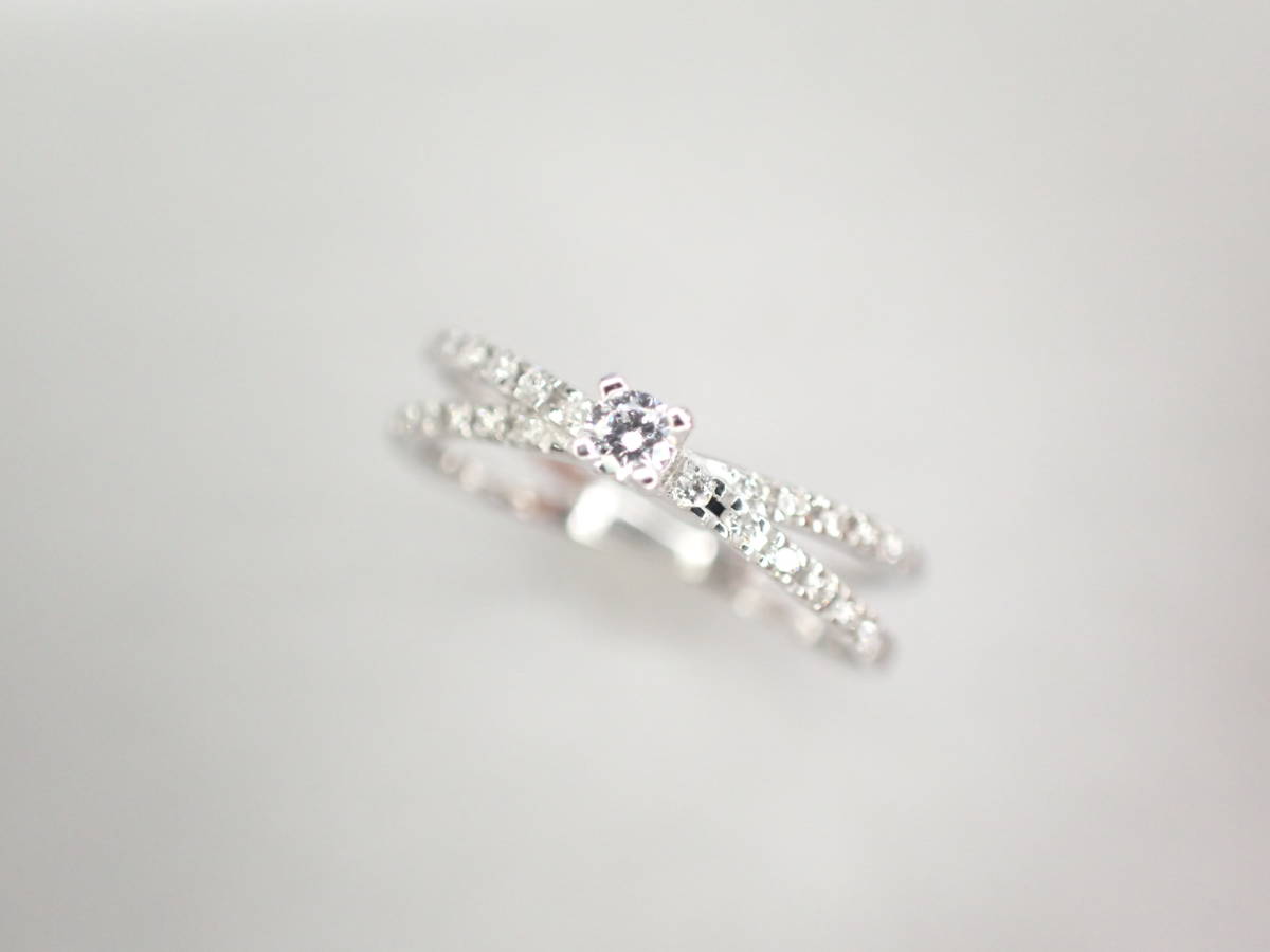5/美品 MAUBOUSSIN モーブッサン K18WG ダイヤ リング 指輪