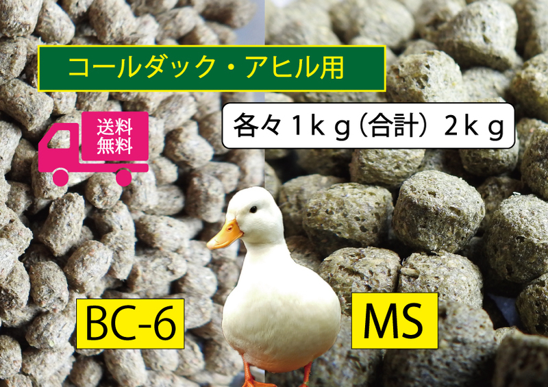 ★送料無料 【アヒル・コールダック用飼育飼料セット】BC-6 MS オリエンタル酵母 2種1ｋｇ×2袋（計2ｋｇ）　 水禽・カモ用