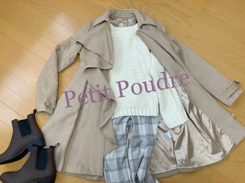 F プチプドール 「 Petit Poudre 」 レディース 長袖 フリル 服 トップス アウター コート フリーサイズ ブランド きれいめ フェミニン